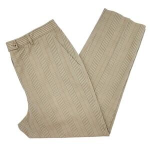 Anne Klein New York Classic High Waist Glen Plaid Tapered Ankle Length Pants 14